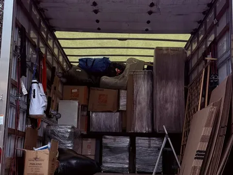 The inside of a fully loaded Sun City Moving truck