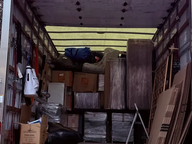 The inside of a fully loaded Sun City Moving truck
